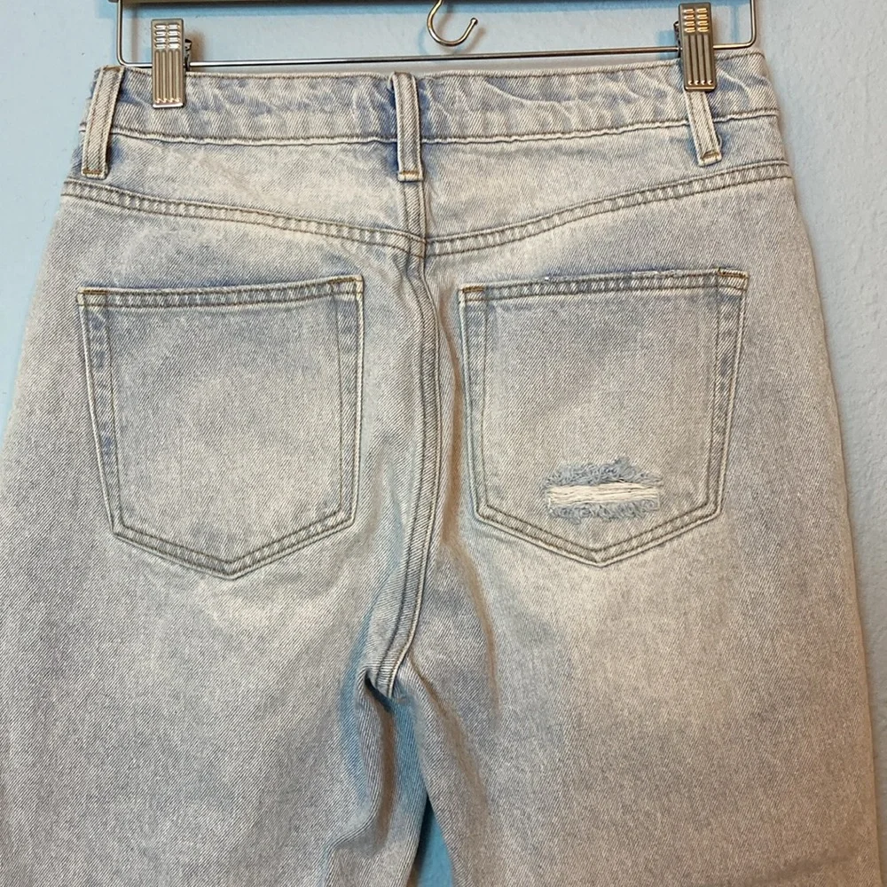 TNR Womens Size 27 Distressed Ripped High Rise Mom Jeans Blue Denim Frayed Hem - Picture 8 of 16